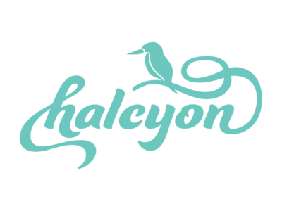 Halcyon Online Therapy Primary Logo in light blue. This image links to the website home page.
