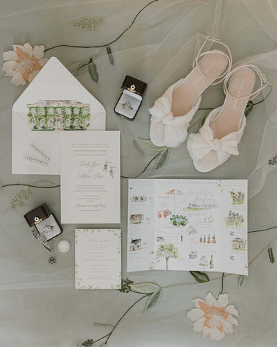 Wedding Stationary Flatlay - Cornwell Manor