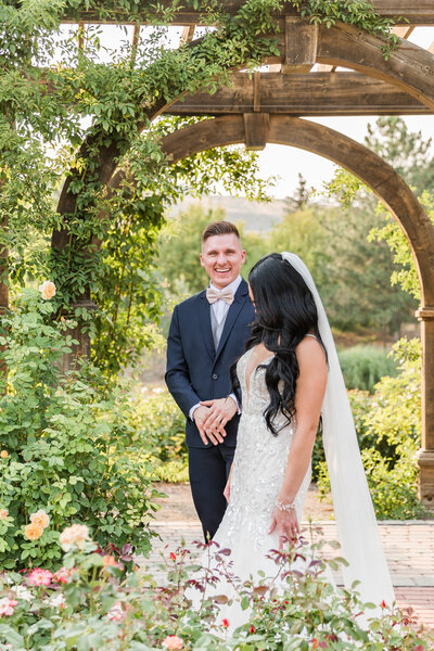 bride and groom dancing
