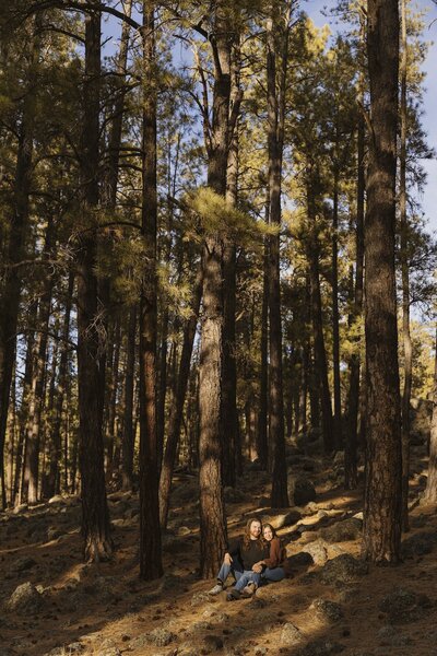 kenzie pellerins portfolio image of a couple sitting together in the woods in arizona