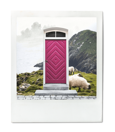 magical door in sheep field