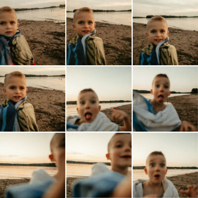 blurry images of kid making faces