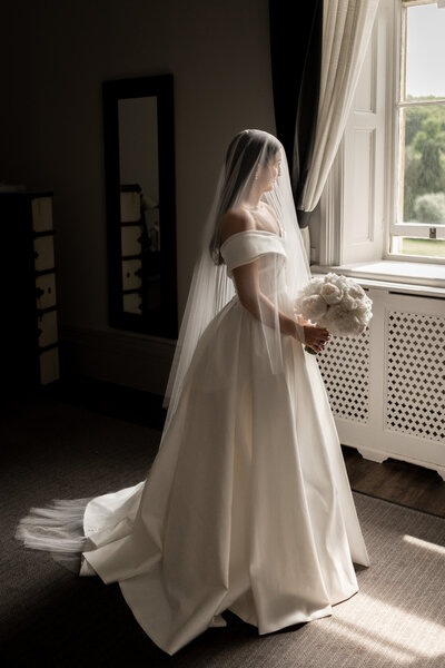 Bridal portrait at Tortworth Court, Cotswold wedding venue