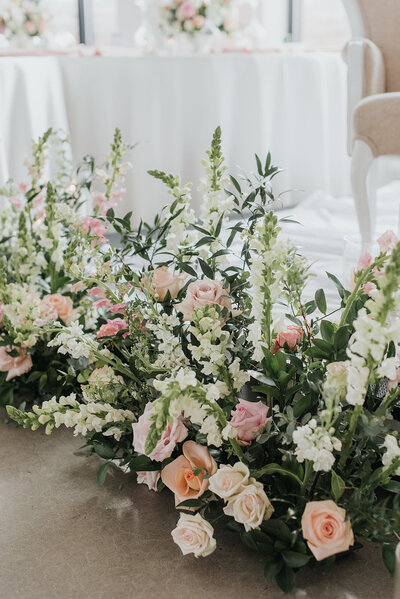 Lush white and soft green cascade bridal bouquet.