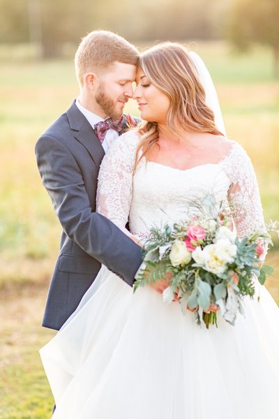Bride and groom walk up memorial steps at their DC wedding