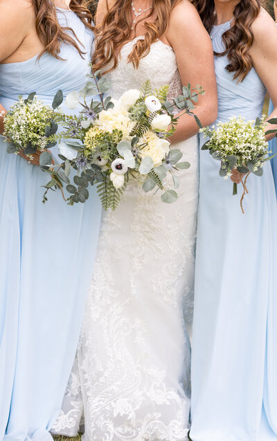 Macon Place Wedding - Bride with Bridesmaids - close up on flowers