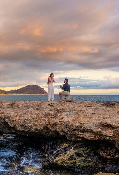Proposal on beach taken by hawaii engagement photographer