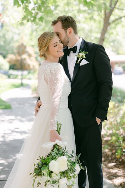 beautiful timeless photo of bride and groom at sonoma golf club, romantic