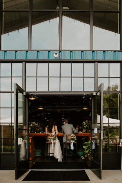 bride and groom table at brewery elopement in northern virginia