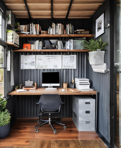 Office made out of shipping containers in New Mexico