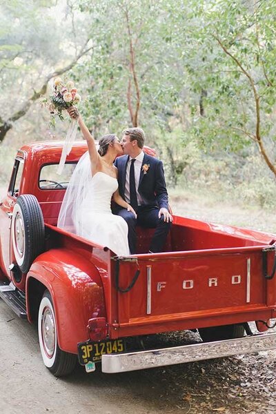 Santa Lucia Preserve Wedding Photos with classic red truck