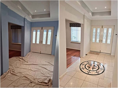 Repainted entrance interior showing clean lines and a smooth finish by New-Style Painting Service in WA.