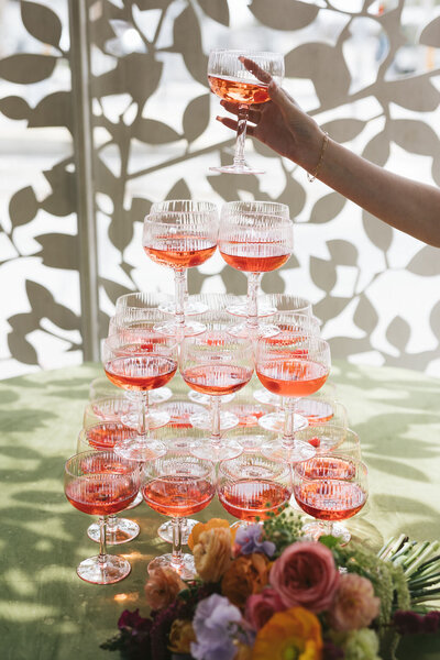 brightly colored cocktail tower
