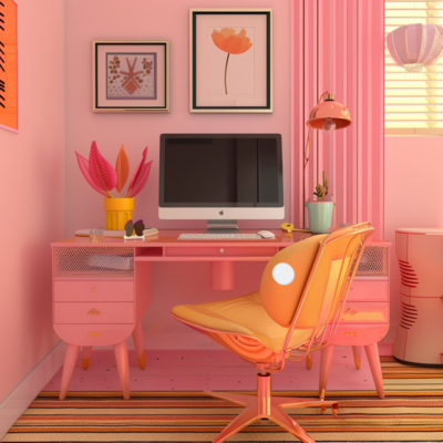 Retro Office in Retro Star Shop Representing Vintage Work Environment