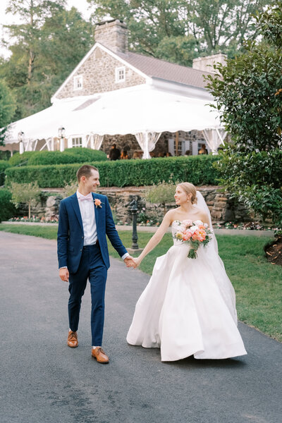 Bride and groom at Appleford Estate in Villanova, Pennsylvania