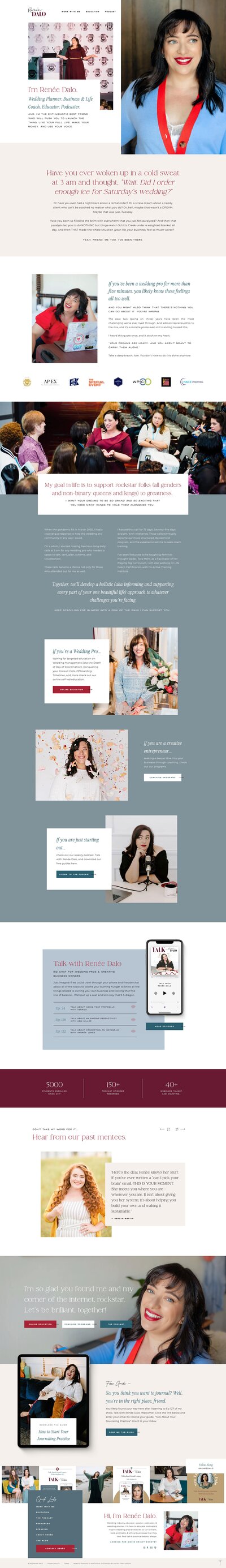 Showit website for Renee Dalo, wedding planner and public speaker