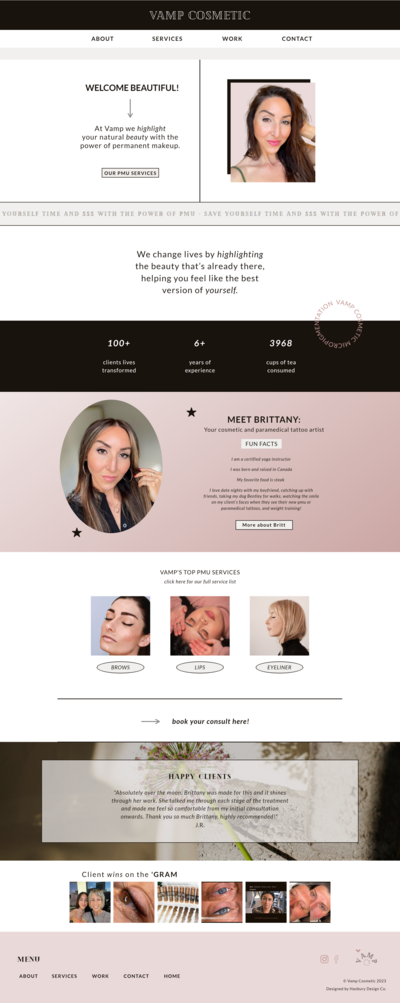 Home page website design for Vamp Cosmeticfor Vamp Cosmetic  by Hanbury Design Co.