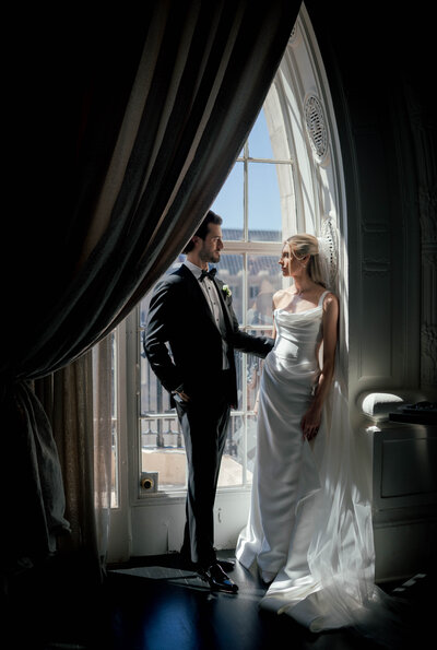 A candlit reception at rosecliff mansion in Newport Rhode Island