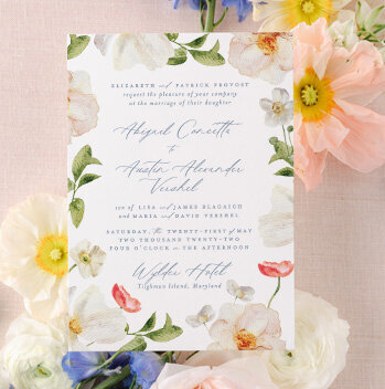 Modern Floral Wedding Invitations
