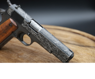 Gun with custom laser engraving.