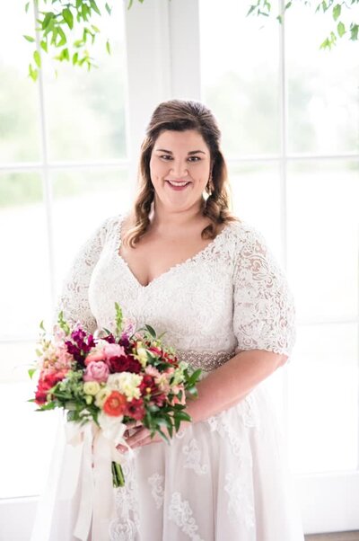 Bride holding bouquet