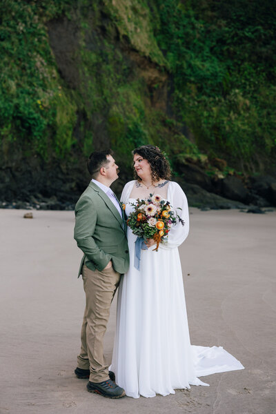A whimsical Hobbit Beach Oregon Coast Elopement near Florence. 