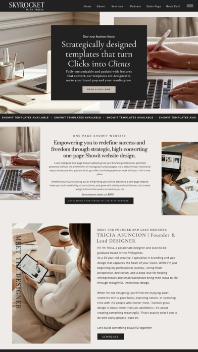 Minimalist Showit Website Designs for Coaches