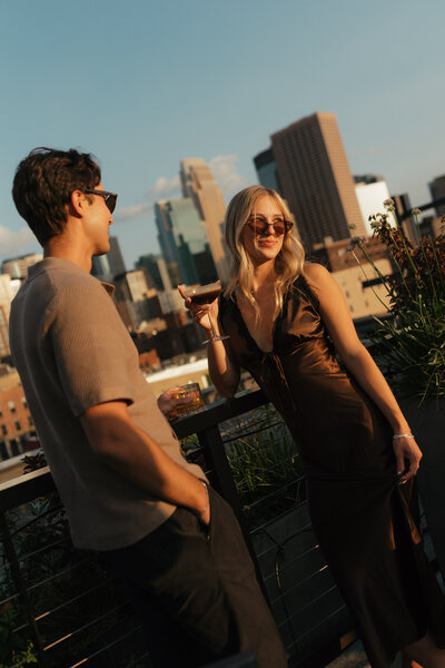rooftop city engagement photos