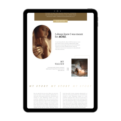 Goddess Template Showit Website - about page template