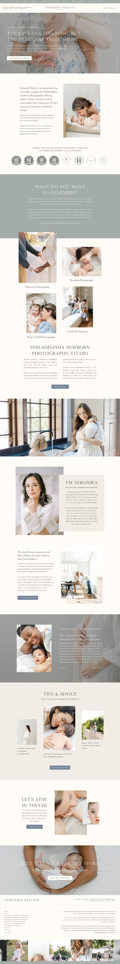 Showit Template Customization for Veronika Paluch Photography, a Philadelphia newborn photographer