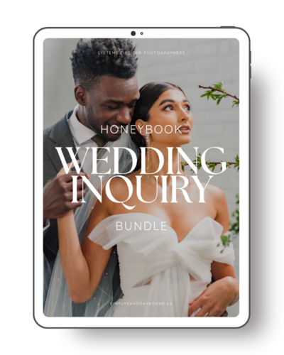 HoneyBook wedding inquiry bundle for photographers featuring templates and workflows to improve client communication.