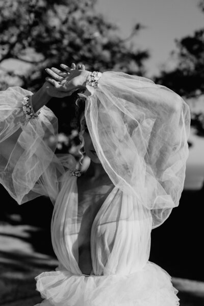 Bride portrait in black and white Editorial style Wedding Day