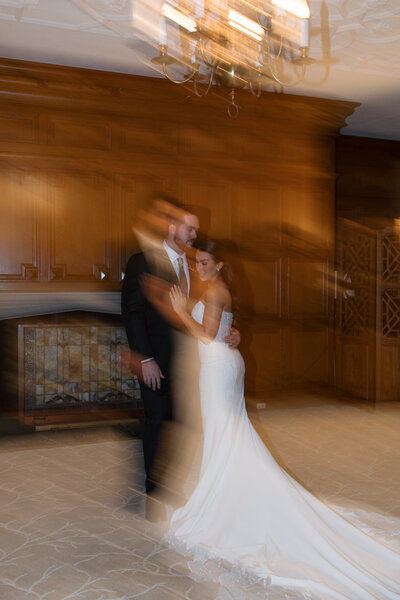 bride,groom, and bridal party walking