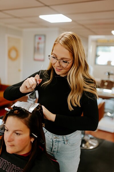 Hair extensions transformation at Blush and Brush Beauty Bar Seymour IN
