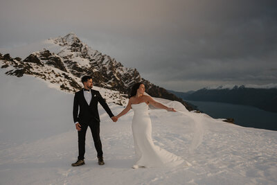 amy and nick on mountain during elopement