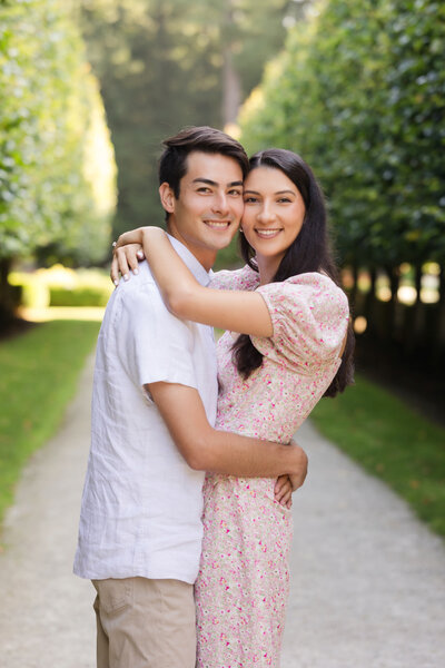 Couple embraces at The Mount in Lenox Massachusetts