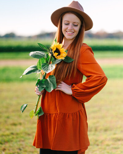 NJ Wedding Photographer in a Sunflower Field for Branding