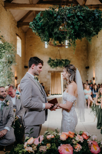Ceremony photographs at Old Gore barn in the cotswolds