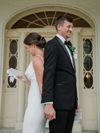 Rust Manor House Wedding | bride and groom share private vows