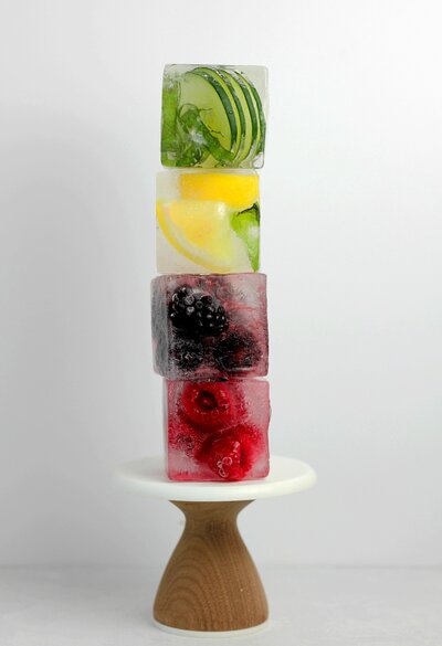 Photo of fruit ice cubes stacked up