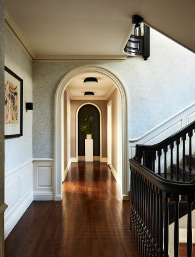 A full remodel of a historic Hingham home by Sarah Scales, featuring new space planning, kitchen and bath design, and modern elements in a classic New England setting.