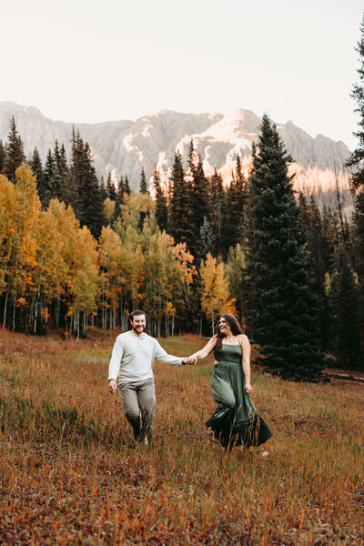 Family poses in wildflowers in Ouray, Colorado.