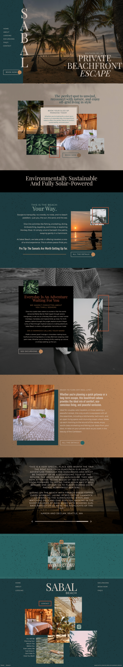 long screenshot of a website that the designer made