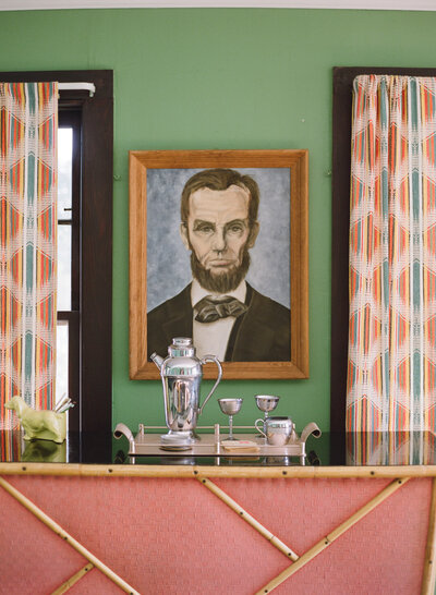 abraham lincoln portrait in cabin- wisconsin interior design photographer