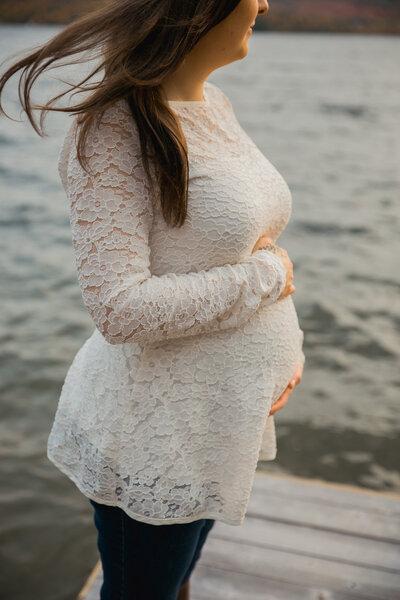 Expecting Mother holding belly | Maternity Session