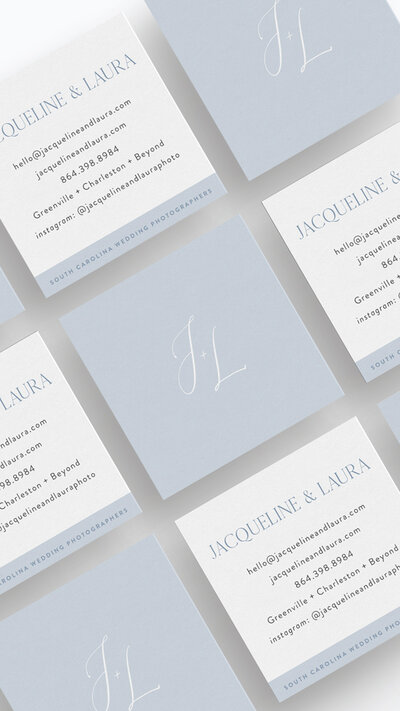 baby blue and white business cards