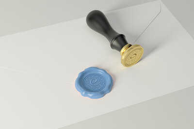 Logo wax seal mockup by desert rain