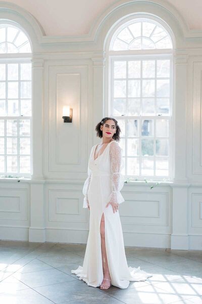 Butterfly Wedding Dress with off-the-shoulder sleeves