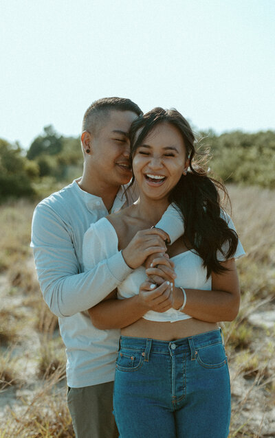 Filipino couple Jewel and Francis engagement session in Virginia Beach located at Pleasure House Natural Area
