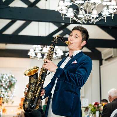 Wedding saxophonist playing